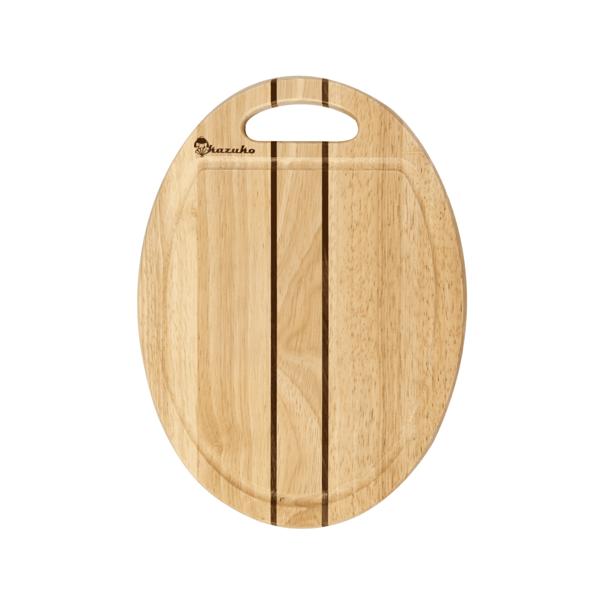 Oval striped cutting boards with grooves